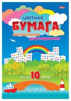 Цветная бумага Цветной город Hatber, A4, 10 л., 10 цв.