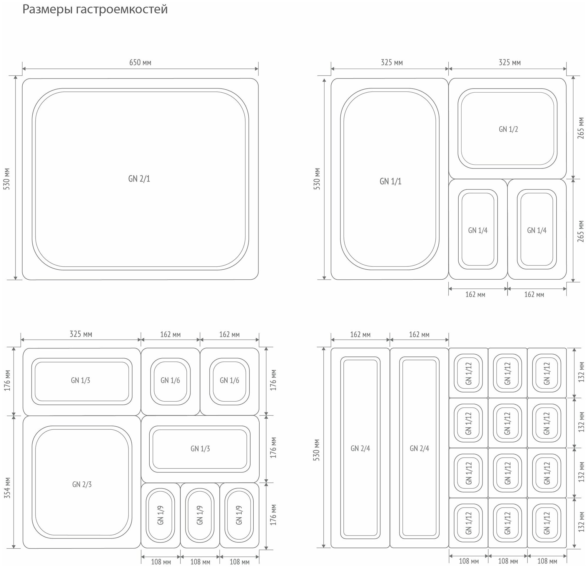 Крышка для гастроемкости Luxstahl GN 1/3 нержавеющая сталь