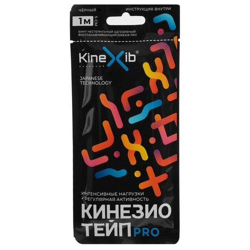 фото Кинезио-тейп kinexib pro, 5 см х 1 м, чёрный