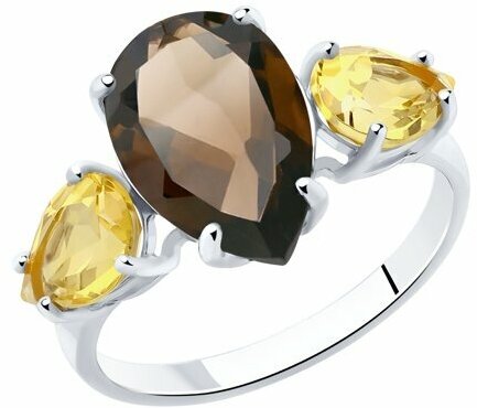 Кольцо Diamant online, серебро, 925 проба, раухтопаз, цитрин