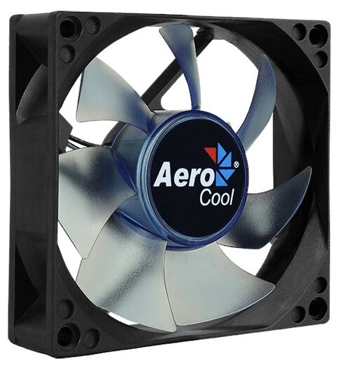 Вентилятор Aerocool Motion 8 Blue-3P 80x80 3-pin 25dB 90gr LED Ret