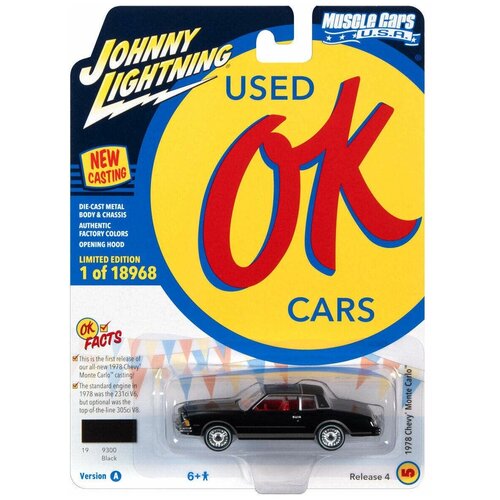 Модель коллекционная Johnny Lightning 1:64 Johnny Lightning 1978 Chevy Monte Carlo Black