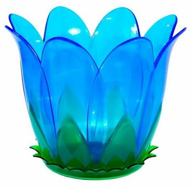 Кашпо Орхидея RioRita 2л, d18.5см, h15.5см, сине-прозрачное