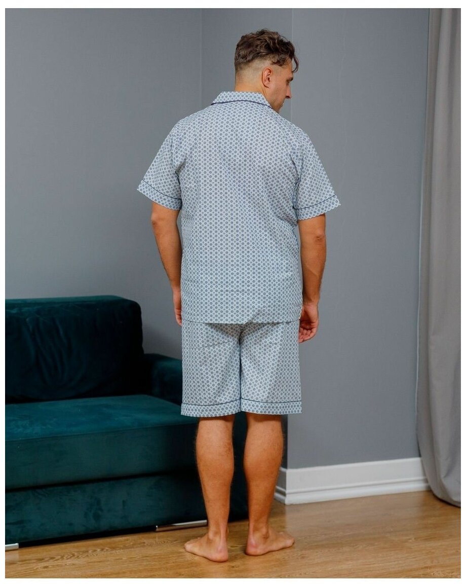 Пижама мужская с шортами и рубашкой на пуговицах хлопок - фотография № 7