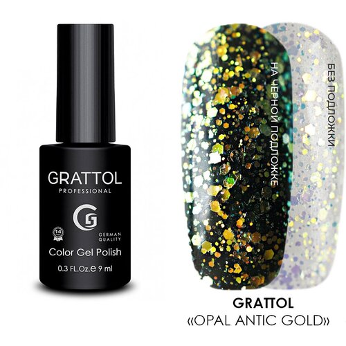 Grattol, гель-лак Оpal Antic Gold, 9 мл гель лак grattol classic white