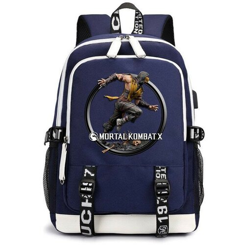 фото Рюкзак мортал комбат (mortal kombat) синий с usb-портом №4 noname