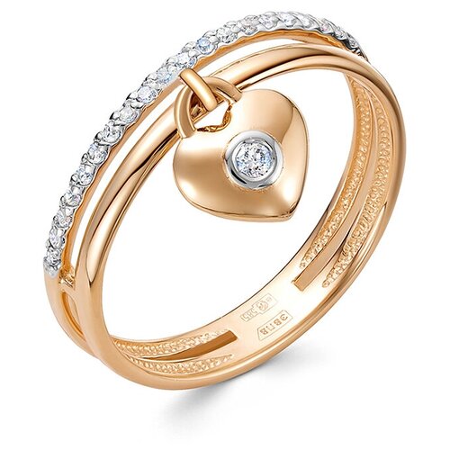 Кольцо Vesna jewelry, красное золото, 585 проба, родирование, бриллиант, размер 16, бесцветный кольцо с 21 бриллиантом из красного золота