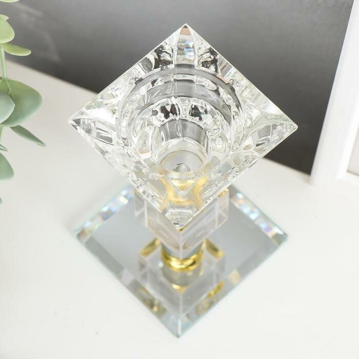 Подсвечник стекло на 1 свечу "Кристалл куб" 11,5х6,5х6,5 см - фотография № 3