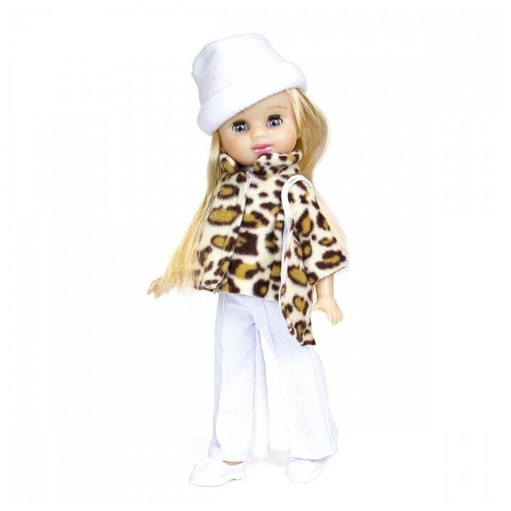Кукла Knopa "Полли Модница" 36 см, в белом костюме и леопардовом пальто, с сумочкой (85028)
