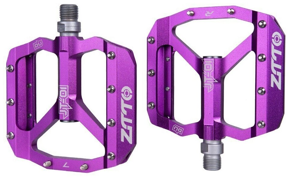 Педали алюминиевые с шипами ZTTO JT01, фиолетовые