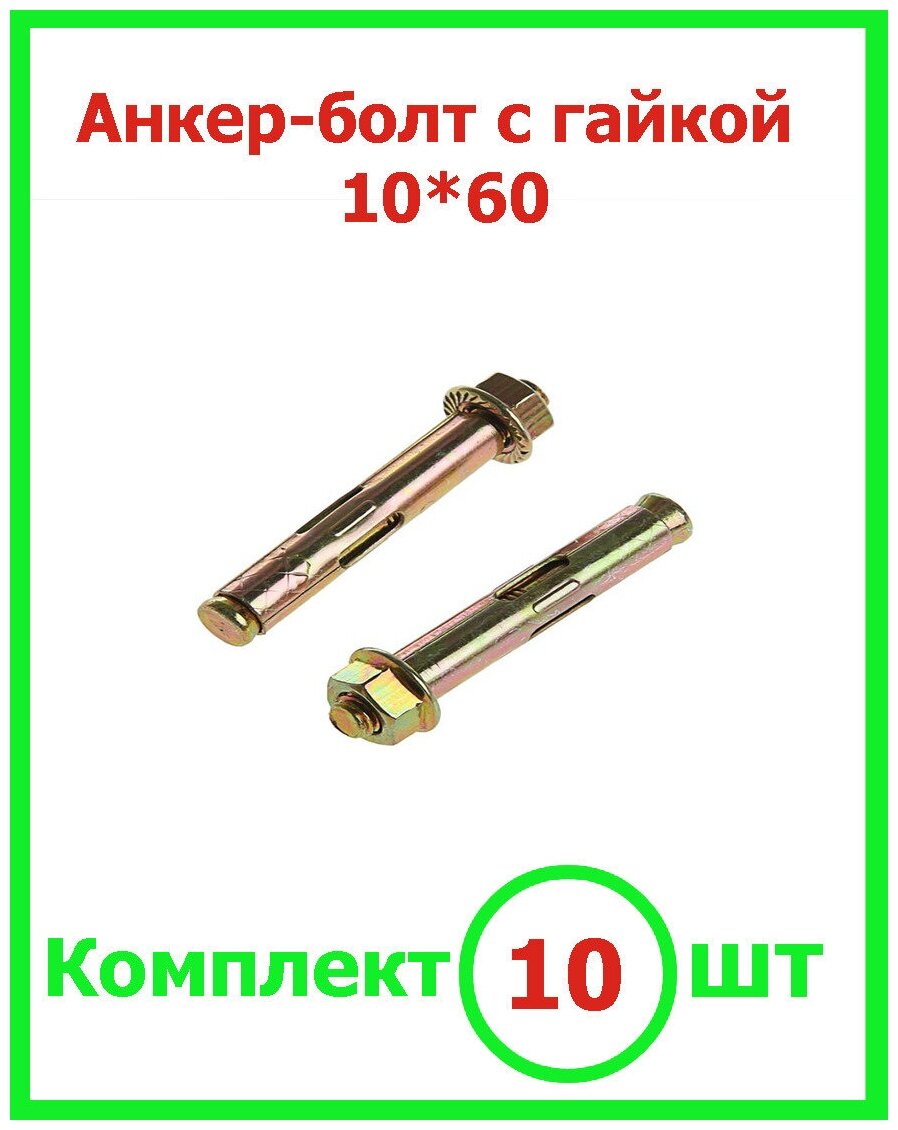 Анкер болт 10*60 с гайкой (10шт)