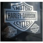 Металлическая наклейка Харлей Дэвидсон Harley Davidson / 1шт 84х65мм + 2шт 30х23мм - изображение