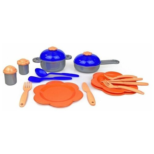 Набор детской посуды, 19 предметов, цвет - разноцветный, пластик, 1 набор
