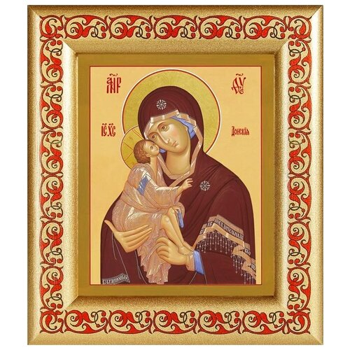 Донская икона Божией Матери, в широкой рамке с узором 14,5*16,5 см донская икона божией матери в широкой рамке 19 22 5 см
