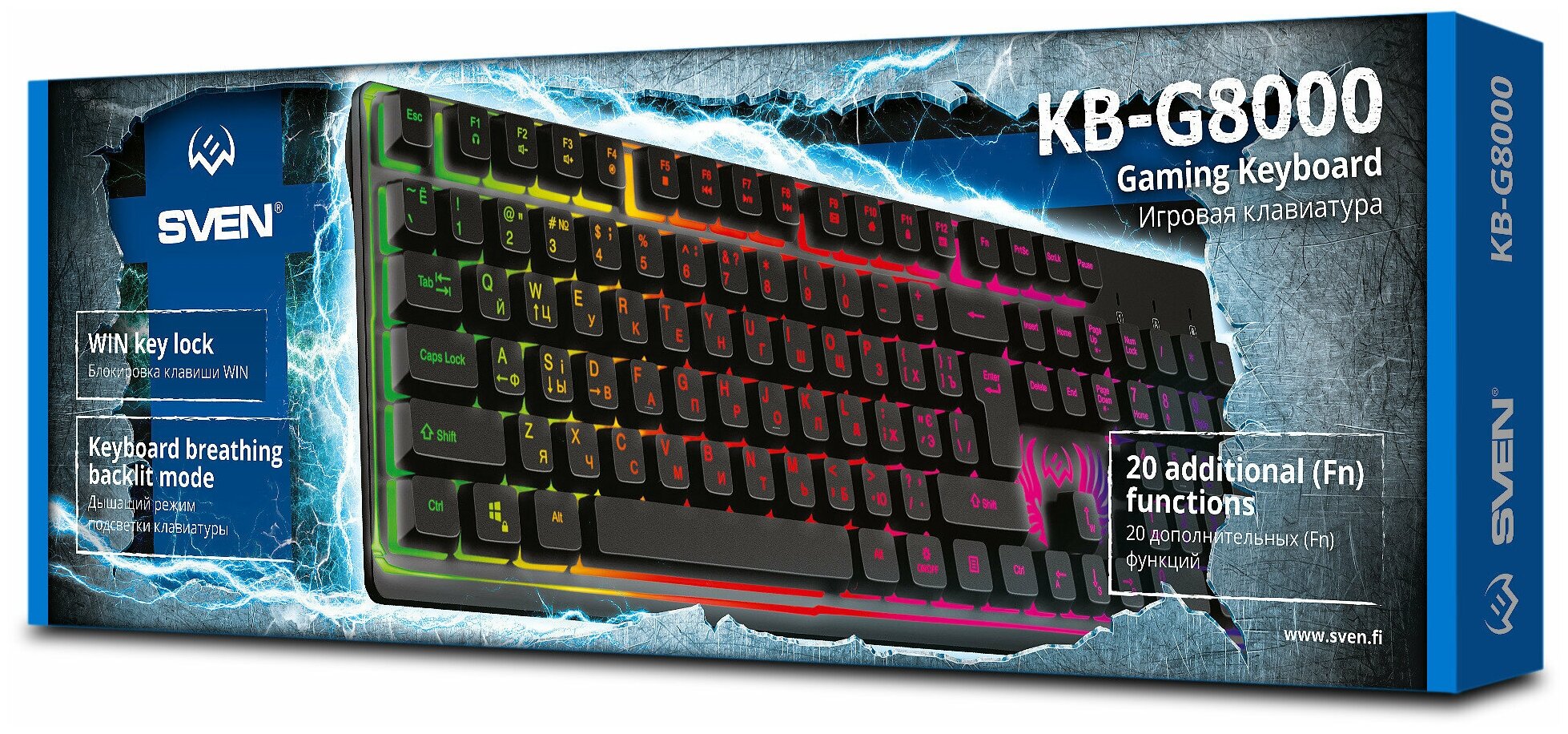 Игровая клавиатура KB-G8000 (105кл 20 Fn функций подсветка)