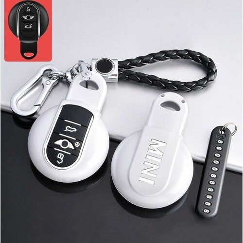 Чехол для автомобильного ключа mini cooper, мини купер с карабином и номерным значком