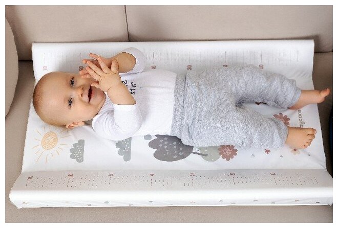 Матрас для пеленания BabyCare "Овечка" на твердой основе, 80х47см, серый Baby Care - фото №4
