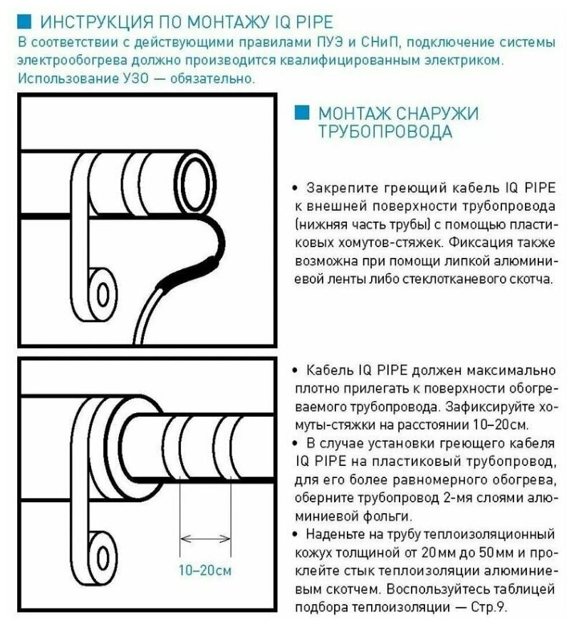 Нагревательный кабель против замерзания водопровода Iqwatt Iq Pipe (провод 4 м) - фото №5