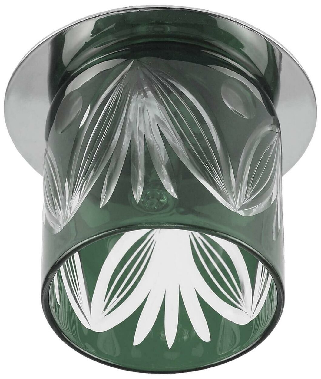 Светильник декоративный стеклянный стакан "листья" g9, 220v, 40w, ЭРА хром/серо-зеленый