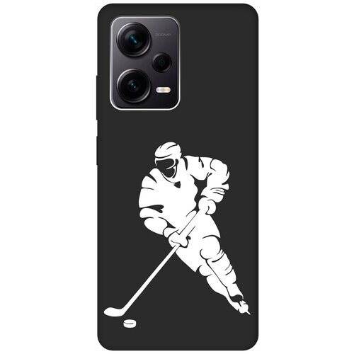 Матовый чехол Hockey W для Xiaomi Redmi Note 12 Pro / Note 12 Pro+ / Note 12 Explorer Edition с 3D эффектом черный матовый чехол rainbow unicorn для xiaomi redmi note 12 сяоми редми ноут 12 с 3d эффектом черный