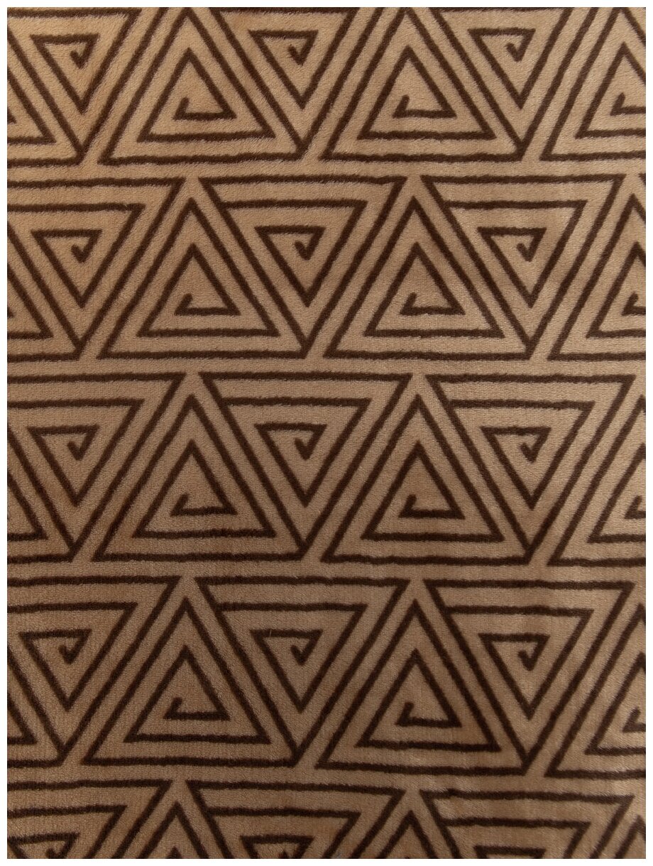 Плед TexRepublic Absolute 180х200 см, 2 спальный, велсофт, покрывало на диван, теплый, мягкий, коричневый, геометрический рисунок - фотография № 4