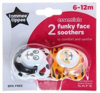 Пустышка латексная ортодонтическая Tommee Tippee Funky Face 6-18 м (2 шт.) белый/оранжевый