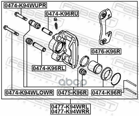 Ремкомплект Суппорта Задн 0475-K96r Febest арт. 0475-K96R