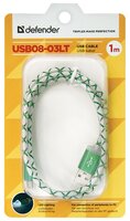 Кабель Defender USB - microUSB (USB08-03LT) 1 м голубой