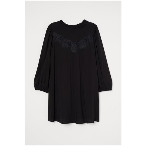 Блуза H&M, короткий рукав, вырез на спине, манжеты, однотонная, размер XS, черный