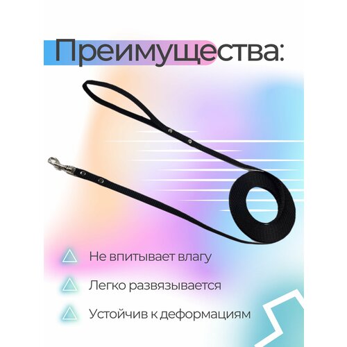 Поводок Хвостатыч для собак нейлоновый классический 1,5 м х 10 мм (черный)