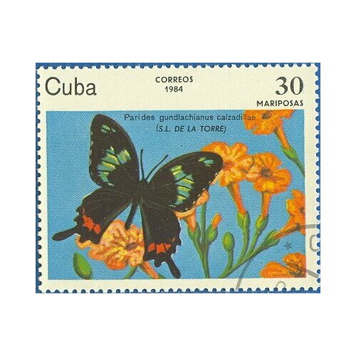 (1984-011) Марка Куба "Кубинское сердце" Бабочки III Θ