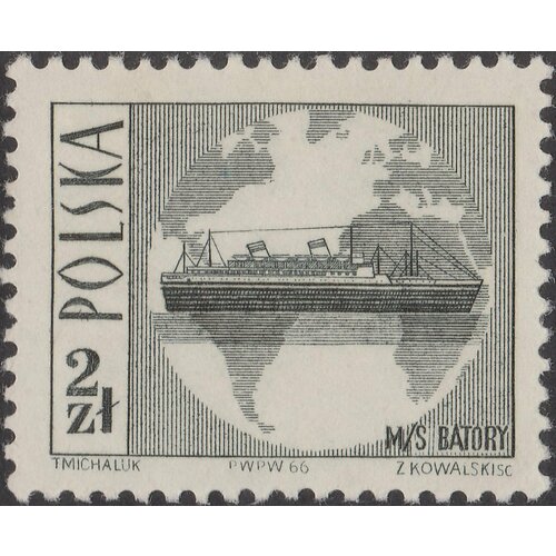 (1966-062) Марка Польша Корабль 'Батори , III Θ