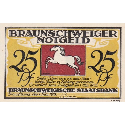 Германия (Веймарская Республика) Брауншвейг 25 пфеннигов 01.05.1921 г. (Вид 3) (8)
