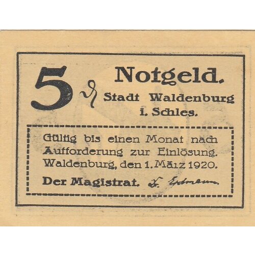 Германия (Веймарская Республика) Вальденбург 5 пфеннигов 1920 г. (№2)