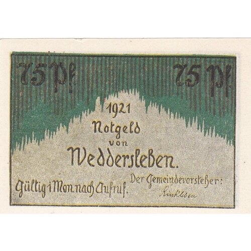 Германия (Веймарская Республика) Веддерслебен 75 пфеннигов 1921 г. (№3)