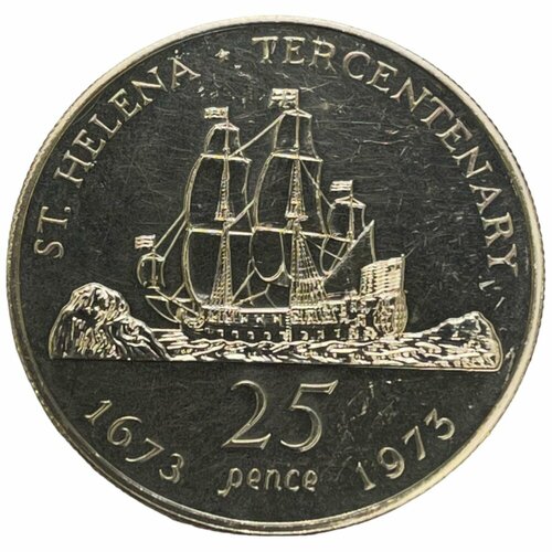 Остров Святой Елены 25 пенсов 1973 г. (300 лет восстановлению британского управления) (Proof)