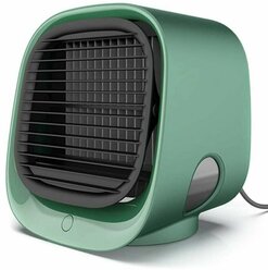 Портативный кондиционер Air Cooler 3 в 1, очиститель и увлажнитель воздуха, 3 режима охлаждения, функция ночника с LED подсветкой зеленый
