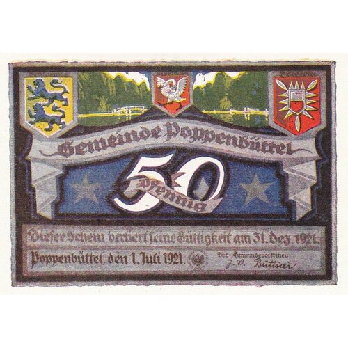 Германия (Веймарская Республика) Поппенбюттель 50 пфеннигов 1921 г. (№9)