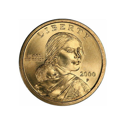 (2000p) Монета США 2000 год 1 доллар "Орёл" Сакагавея Латунь UNC