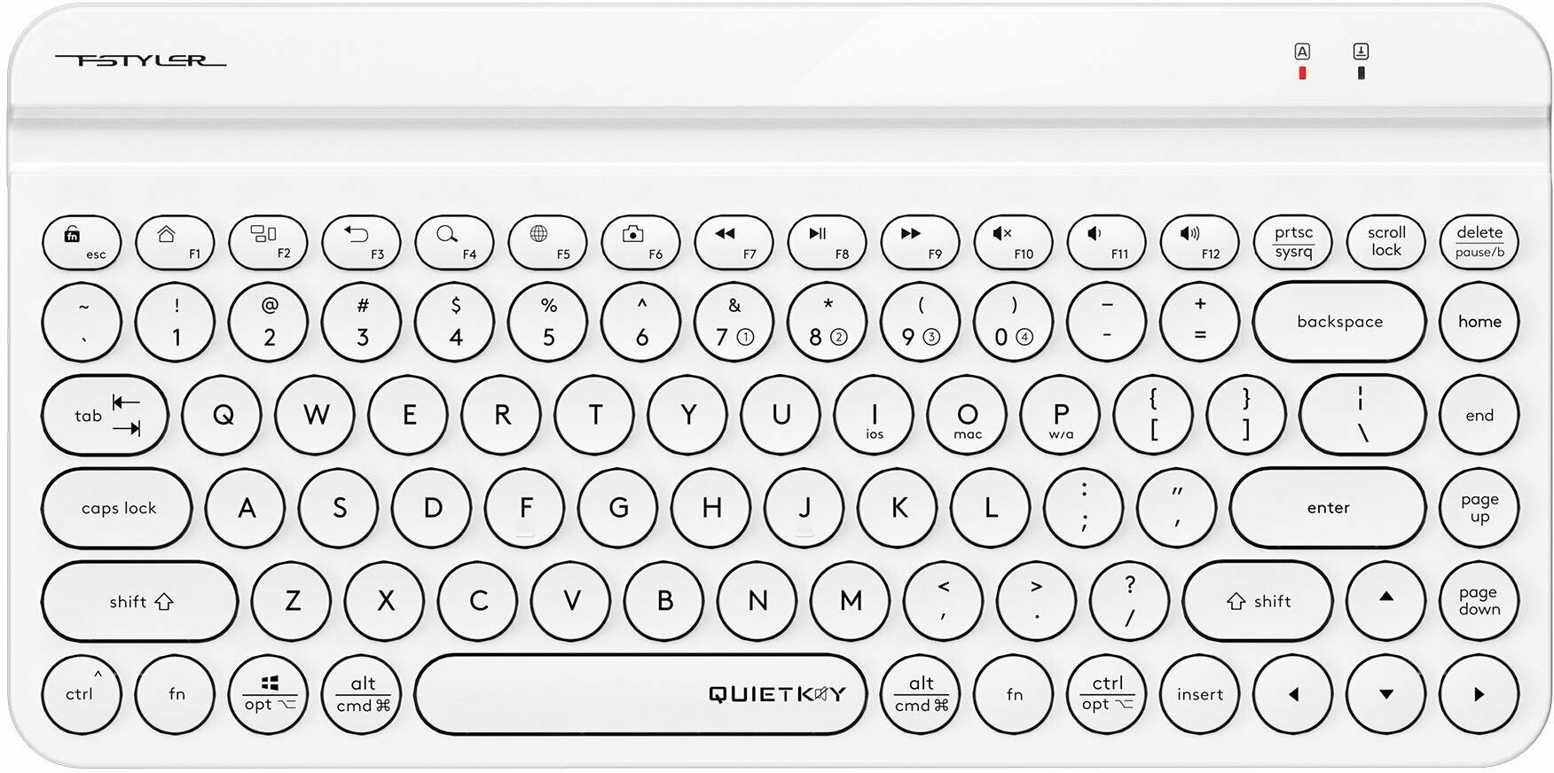 Клавиатура беспроводная A4Tech Fstyler FBK30 [мембранная, клавиш - 86, Bt/usb] белый .