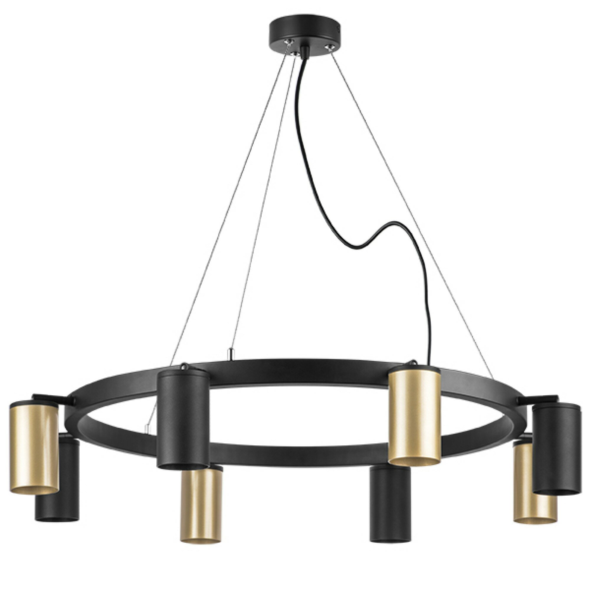 Lightstar LR018404374 Люстра RULLO 8х50W GU10 черный/золото (571018+214440-4+214437-4)