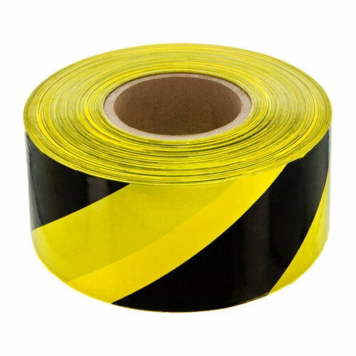 Лента сигнальная 75ммх200м черно-желтая 557₽