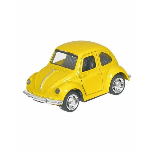 Модель машины Volksvagen Beetle 1/36 свето-звуковые эффекты, инерция, желтый, 1 шт. модель машины toyota camry 1 24 19см свето звуковые эффекты инерция черный 1 шт