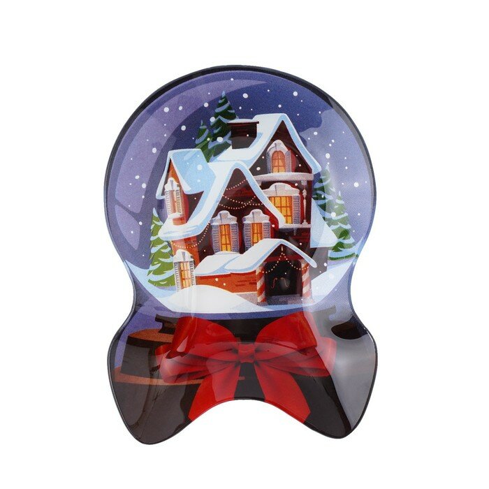 фото Блюдо стеклянное сервировочное Доляна «Снежный шар», 18,5×13×2 см