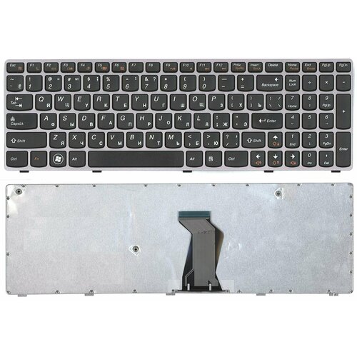 Клавиатура для ноутбука Lenovo IdeaPad B570 B580 V570 Z570 Z575 черная с серой рамкой