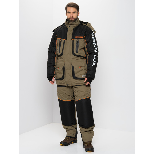 Костюм мужской зимний Huntsman Siberia LUX для охоты, рыбалки ветровлагозащитный, ткань Breathable, цвет хаки/черный (р.52-54/170-176)