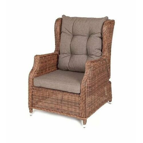 Кресло раскладное плетеное 4SIS Форио из искусственного ротанга, с мягкими подушками, ткань с влагоотталкивающей пропиткой коричневый