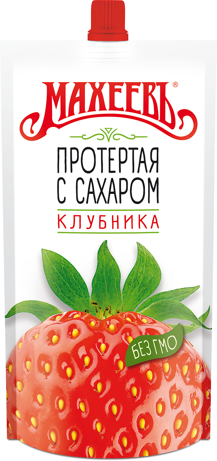 Клубника Махеевъ протертая с сахаром дой-пак 300г