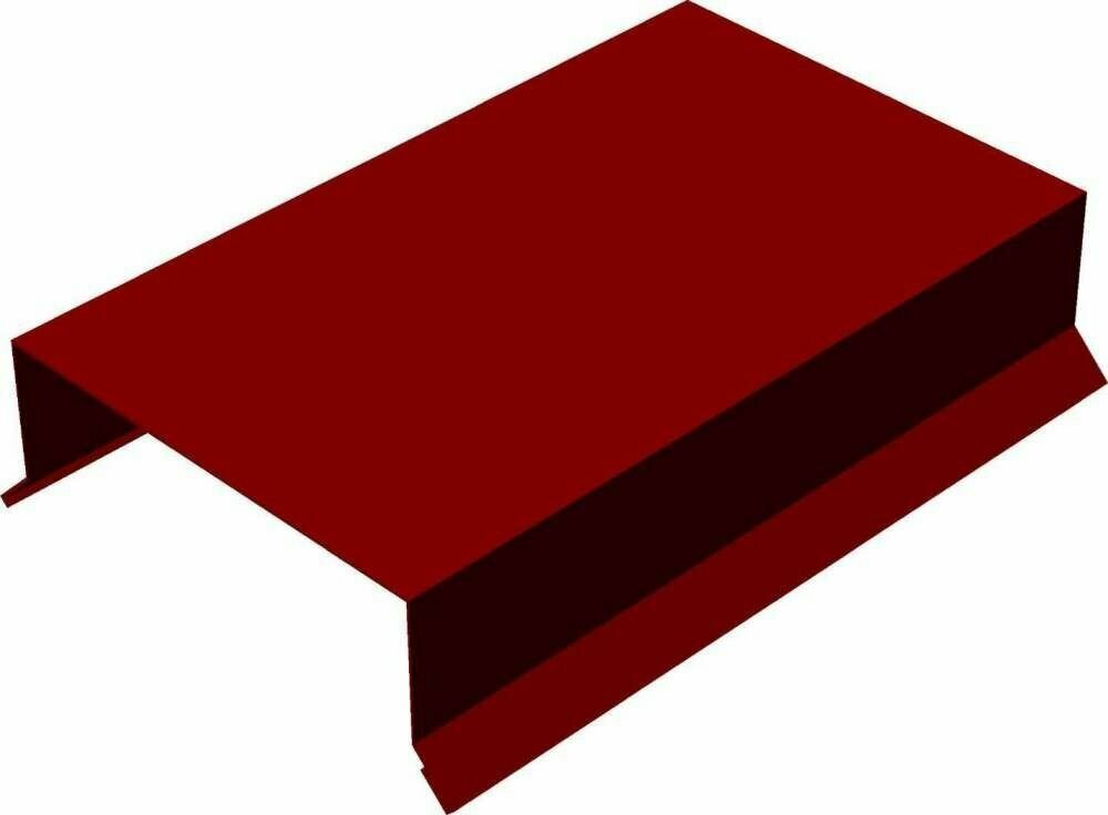 фото Парапет прямой плоский с капельником металлический 125х50*1250мм красный RAL3005 4 шт