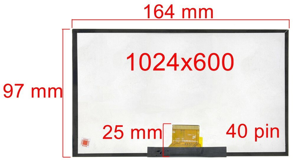 Дисплей 7.0" / шлейф 40 pin 1024x600 (97х164мм) 3mm / FY07024DI26A216-1-FPC1-A / длина шлейфа 25мм